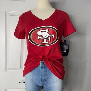 Fanatics Red V-Neck SF Logo Women's Top